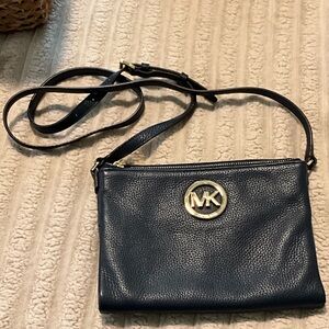 Michael Kors Navy Crossbody Bag with Gold Logo